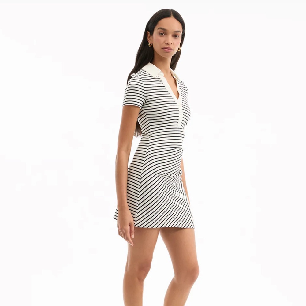 Veronica Beard Black and White Striped Polo Mini Dress - Picture 4 of 9